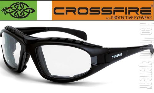 Crossfire diamondback clear anti fog lens black foam padded safety glasses z87 for sale