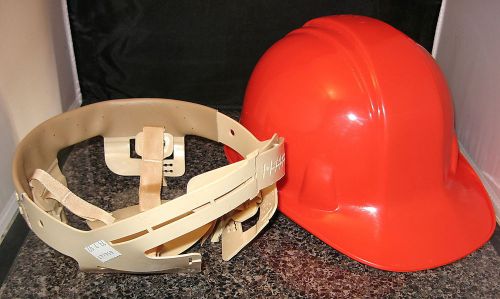 North safety helmet hard hat orange plastic w/adj suspension model 410 new for sale