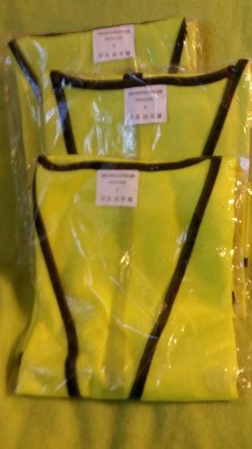 SET OF THREE SAFETY VEST- BRIGHT YELLOW- XL- MANY USES