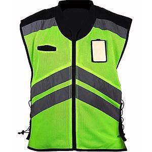 Yellow Mesh Safety Vest Motorcycle Bike Reflective Visibility Jacket Name Plate