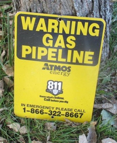 14x10 Warning Gas Pipeline Vintage Atmos Energy Road Sign Mancave Garage Art