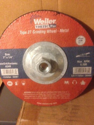 Weiler  7&#034; x 1/4&#034; x 5/8&#034;-11 a24t type 27 cut-off wheel for sale