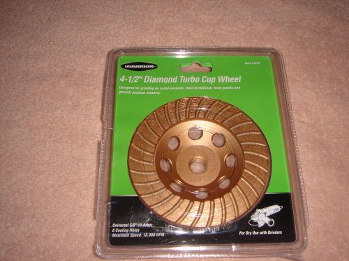 Warrior 4-1/2&#034; Diamond Turbo Cup Wheel 98729 Brand New Sealed