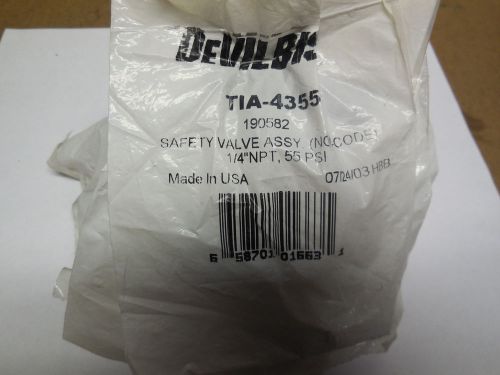 Devilbiss tia-4355 safety valve assembly 1/4&#034; npt 55 psi 190582 usa for sale