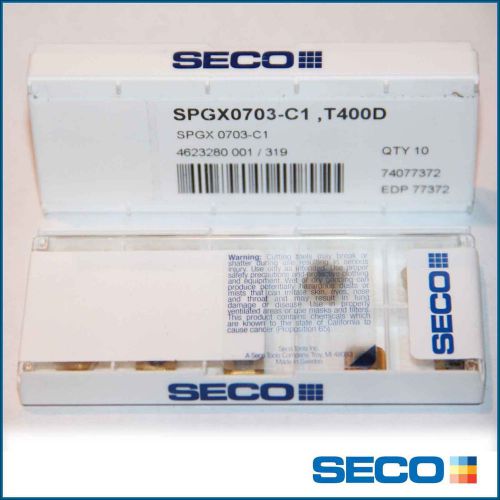 SPGX 0703 C1 T400D SECO ** 10 INSERTS *** FACTORY PACK ***