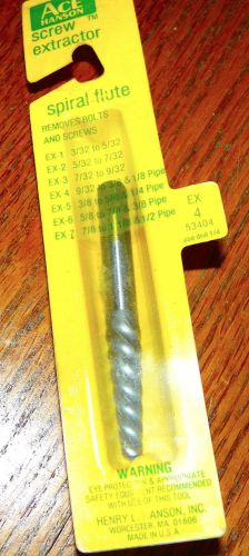 NEW HANSON ACE SCREW EXTRACTOR EX-4 9/32 TO 3/8&#034;  &amp; 1/8&#034; PIPE SPIRAL FLUTE