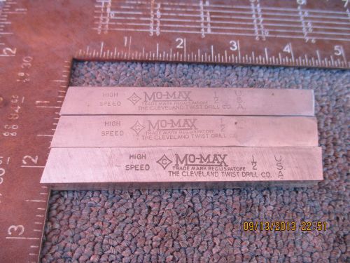 Three 1/2&#034; x 1/2&#034; x 4&#034; cleveland mo-max high speed lathe turning bit machinist for sale