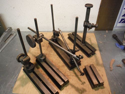 Vintage brown and sharpe and other dial indicator stands t slot bases arms parts for sale