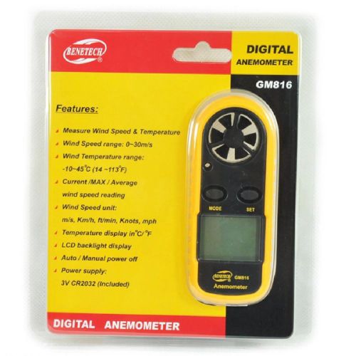 New gm816 lcd digital anemometer air wind speed scale gauge meter thermomete for sale