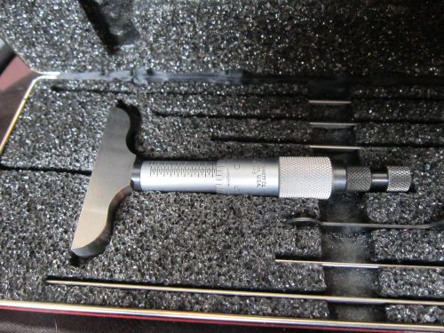 Starrett depth  blade micrometer 0-6&#034; number 449 w/case + 6 blades! excellent! for sale