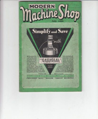 Modern Machine Shop magazine 7/1932 Good Shape