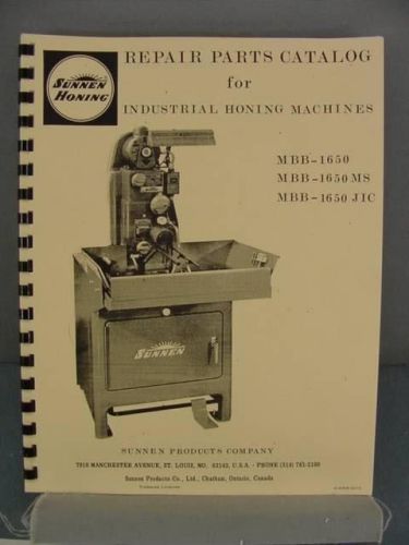 Sunnen MBB-1650 Industrial Honing Machine – Parts Manual