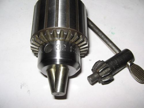 Jacobs # 32 drill chuck/key, mt2 arbor,jt2 mount,0-3/8&#034;capacity for sale