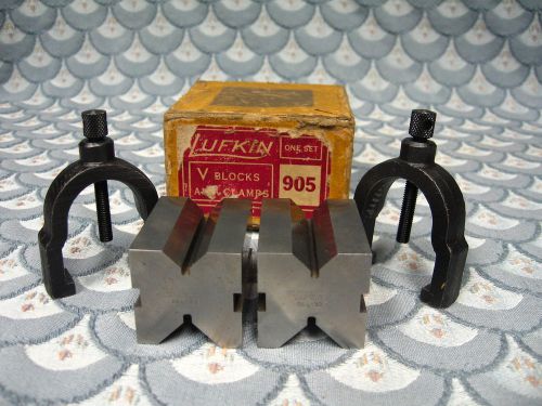Matched Pair Lufkin Model 905 V Blocks With Clamps And Original Box