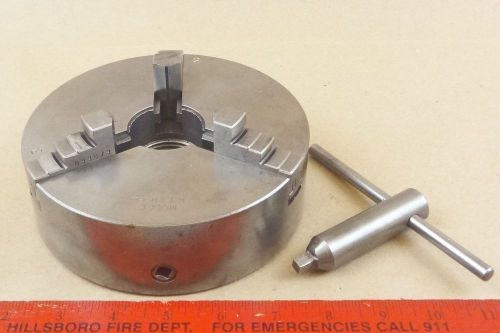 EXCELLENT 6&#034; CRAFTSMAN 3 JAW SCROLL CHUCK 101-21680 &amp; KEY 4 LATHE 1 1/2&#034; x 8