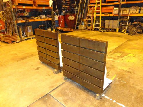 PAIR OF T-SLOTTED ANGLE PLATES 36 IN X 36 IN FACE  FIXTURE - FREE LOADING