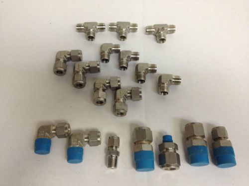 18 assorted swagelok elbows, unions and connectors - new!!! for sale