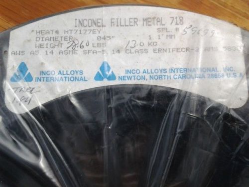 Inconel filler metal 718, 28.6# spool .045&#034;/1.1mm inco alloys ernifecr-2 ams5832 for sale