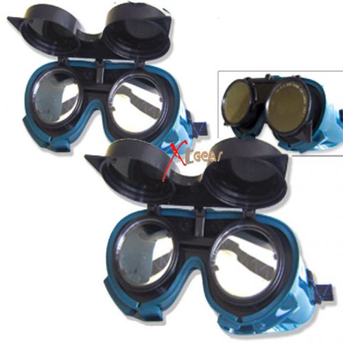 Lots 2 welding goggles dark green flip lenses vintage for sale