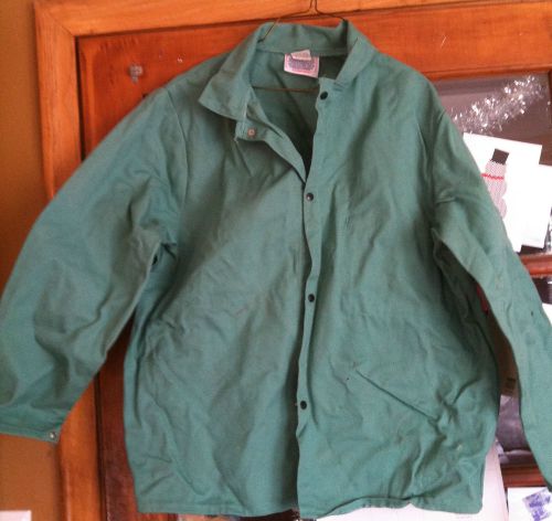 Westex proban/fr-7a flame resistant green welders shirt jacket sz large usa made for sale