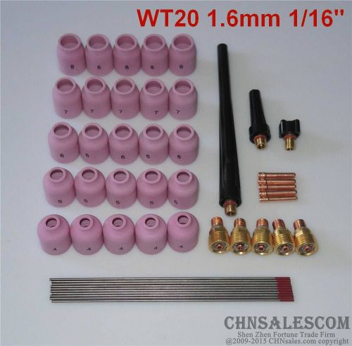 48 pcs tig welding kit gas lens for tig welding torch wp-9 wp-20 wp-25 wt 1/16&#034; for sale