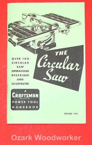 Craftsman circular table saw 1954 handbook operator&#039;s manual 0926 for sale