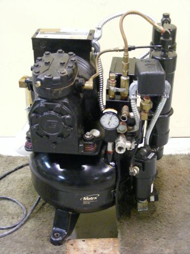 Matrx amd-100 dental air compressor 1 hp lubricated oil type 2 users 220v for sale