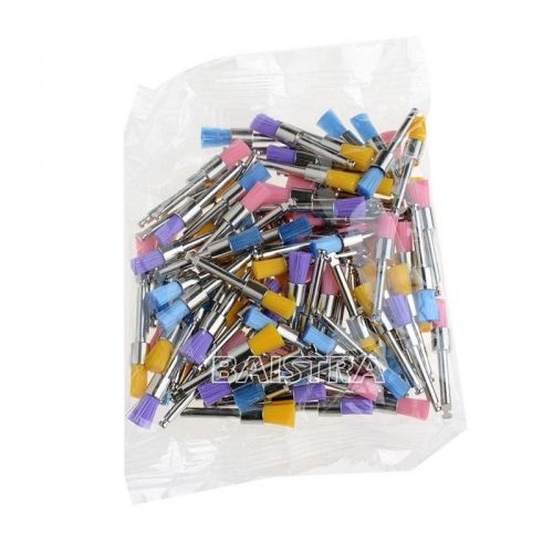 1 box/100 pcs dental flat type nylon polishing polisher prophy brushes colorful for sale