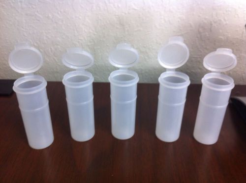 5 Pcs Plastic Vials 3 oz Hinged Lid Snaps Shut Container Crafts Storage NEW