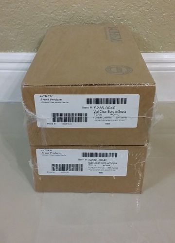 New / sealed 2 cases of i-chem 40ml vial clear boro w/ septa, s236-0040 for sale