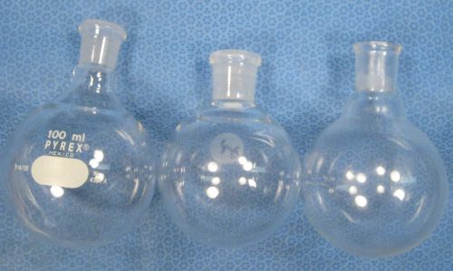 Assorted  100 ml  round  bottom  flasks  all  14/20    x3         g for sale