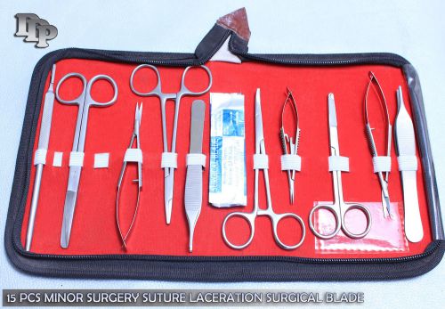 15 pcs o.r grade minor surgery suture laceration kit+sterile surgical blade #24 for sale
