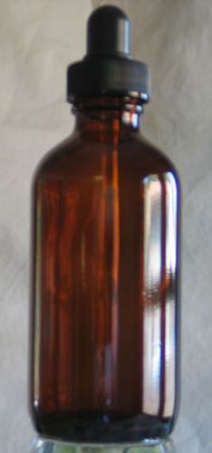 1oz BOSTON ROUND BOTTLE - AMBER - with DROPPERS or BLACK CAPS - NEW BOTTLES