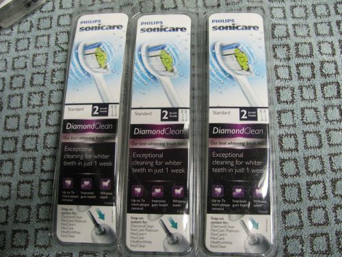( 6 ) New Sealed Philips Sonicare Diamond Clean White Brush Heads STANDARD SIZE