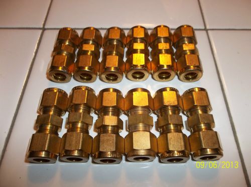 Parker cpi  -  brass - 3/8-od tube unions- 12 pcs - parker size 6 for sale