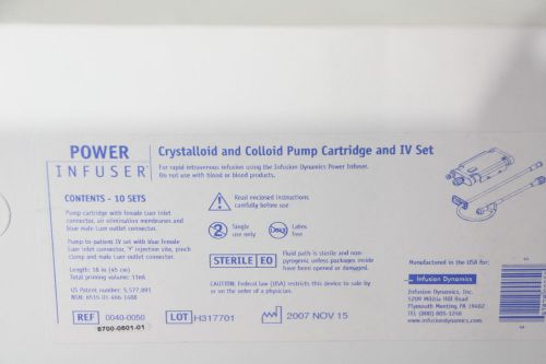 Infusion dynamics-zoll 0040-0050/8700-0601crystalloid colloid cartridges iv sets for sale
