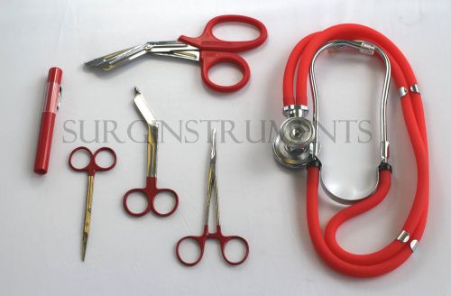 RED Paramedic Set - Diagnostic EMT Nursing EMS Emergency Sprague Stethoscope