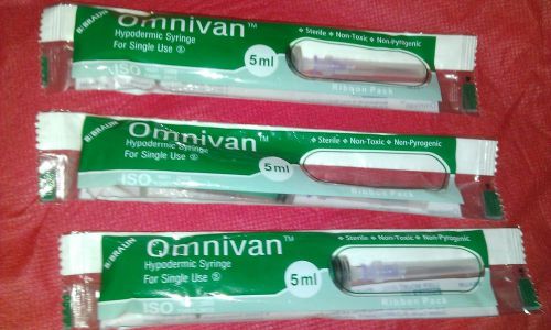 50 x  5ml syringes with sharp tip needle braun omnivan  free shipping for sale