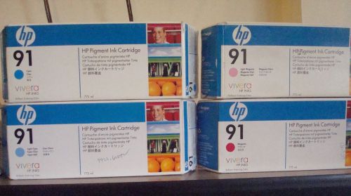 HP No 91 Pigment Ink Ctg. Expired, New OEM Lot of 7