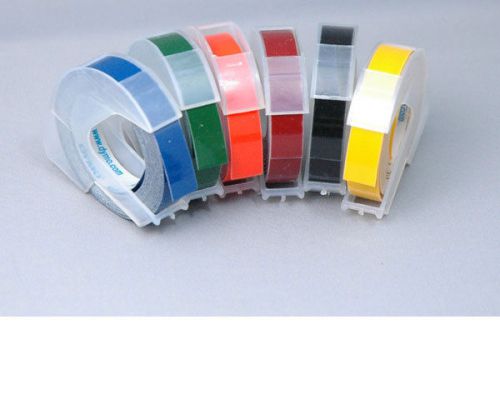 Lot of 5 Dymo LabelMaker 3/8&#034; 3D Embossing Labels Tapes RED BLUE Refills 520109