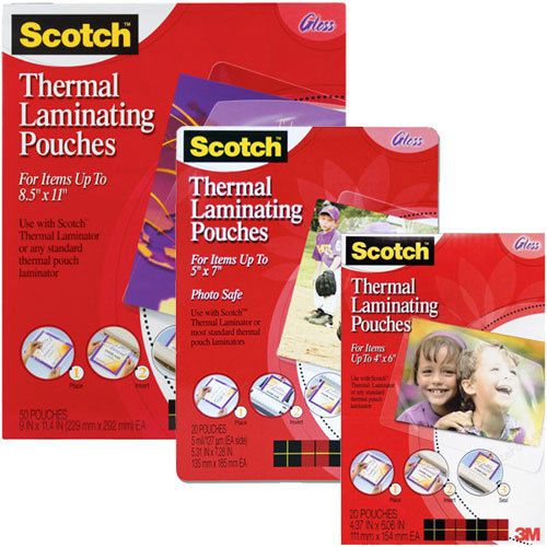 Scotch thermal laminating heat pouches 2&#034;x3&#034; 20 pack 3m for sale