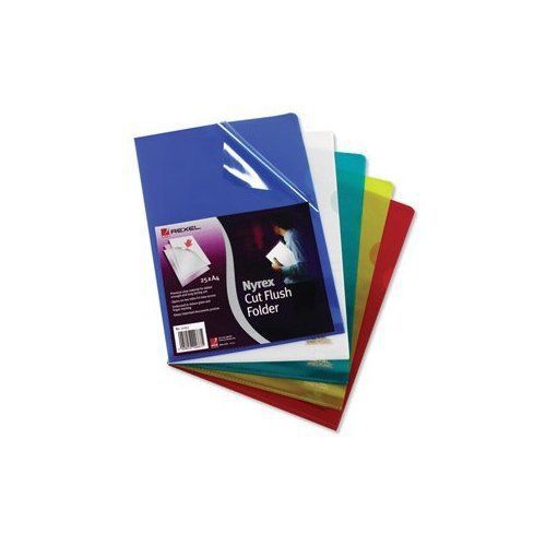 Rexel Nyrex Folder Cut Flush with Embossed Finish (Clear, Foolscap, Pack of 25)