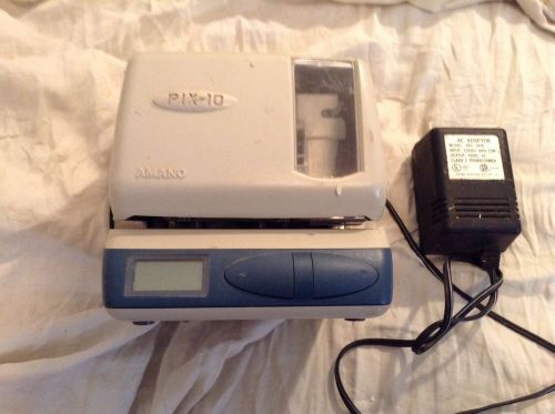 AMANO PIX-10 TIME RECORDER ELECTRONIC TIME CLOCK STAMP RECORDER, WORKS GREAT