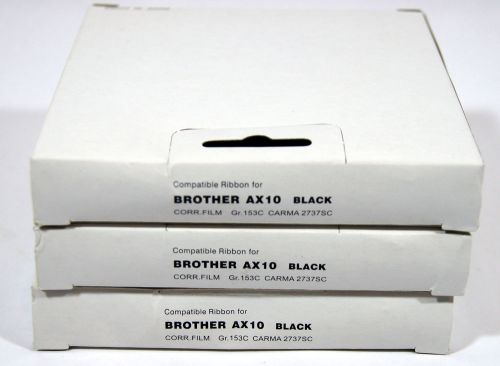 Lot of 3 x brother ax10 black compatible ribbon