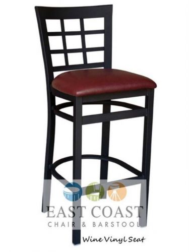 New gladiator window pane metal restaurant bar stool with wine vinyl seat for sale