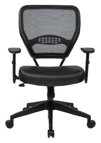 SPACE Seating Professional Dark Air Grid Back with Black Eco Leather Seat Manage