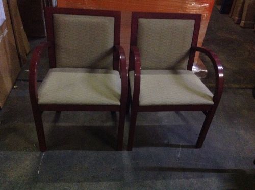 Steelcase Side Chair, Wood Frame, Fabric Seat and Back, Lot of 2