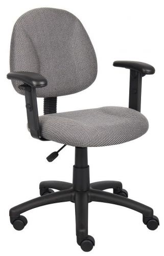 B316 BOSS GRAY DELUXE POSTURE OFFICE TASK CHAIR WITH ADJUSTABLE ARMS