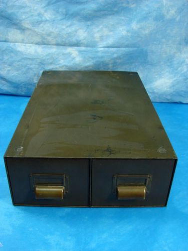Art metal 1917 deco vtg industrial 2-drawer catalog index card file cabinet for sale