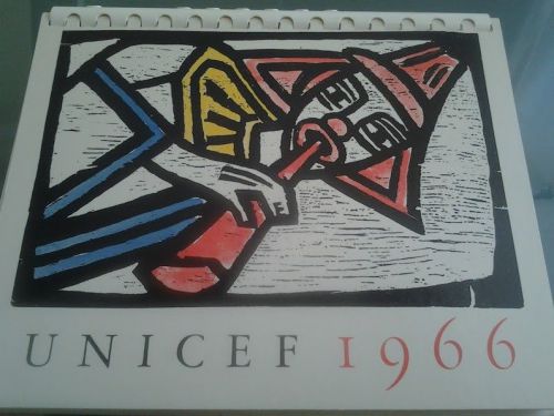 VINTAGE Unicef 1966 Children of World Art calendar week planner appointment book